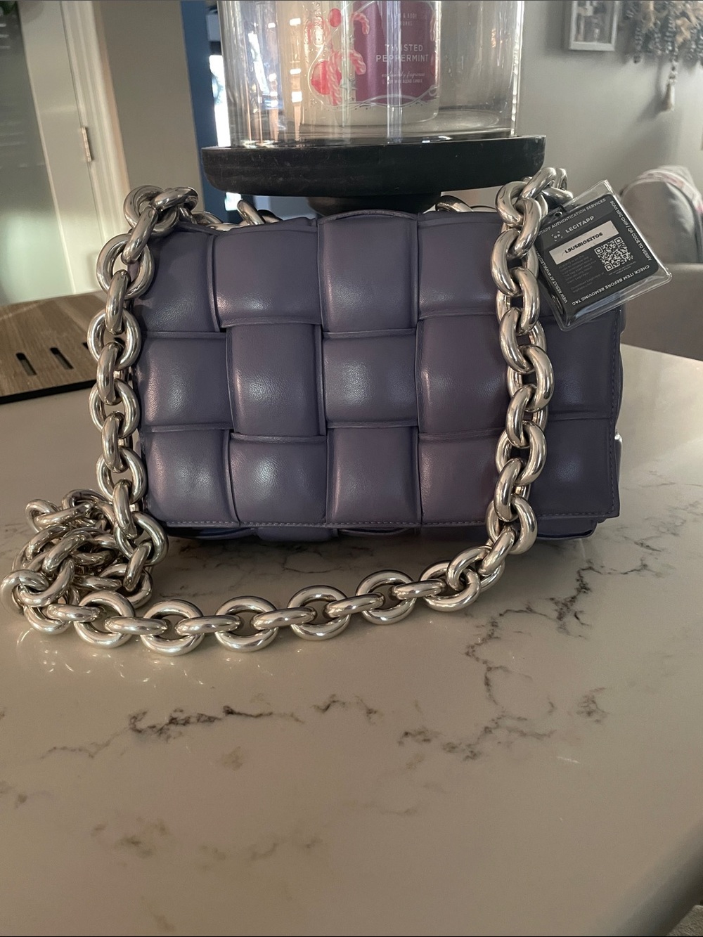 Bottega Veneta Chain Cassette in that gorgeous lavender Wisteria color.